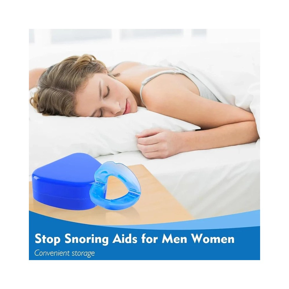 Person sleeping while using the anti snore mouthpiece
