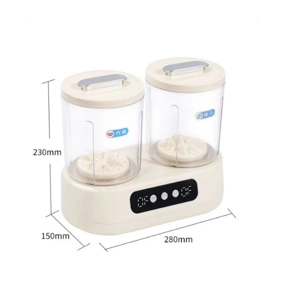 Double-bucket mini washing machine in milk white
