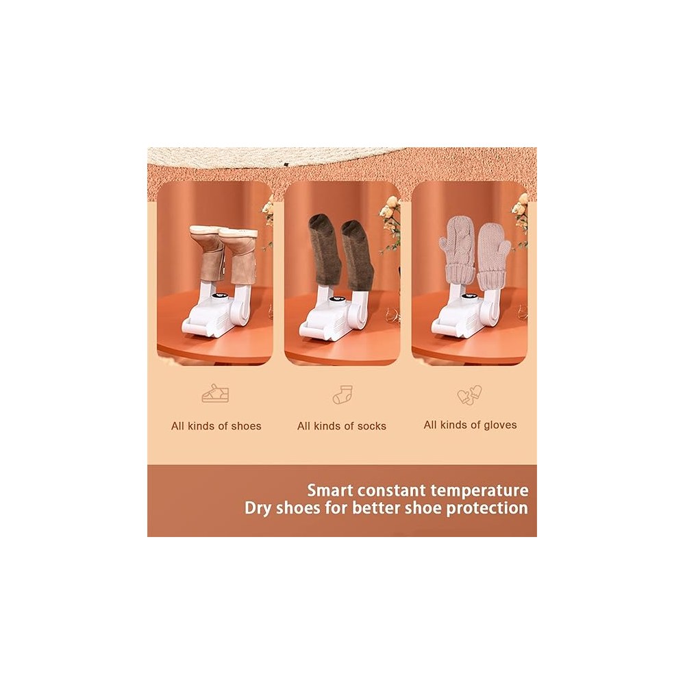 Shoe dryer with shoes placed on the arms