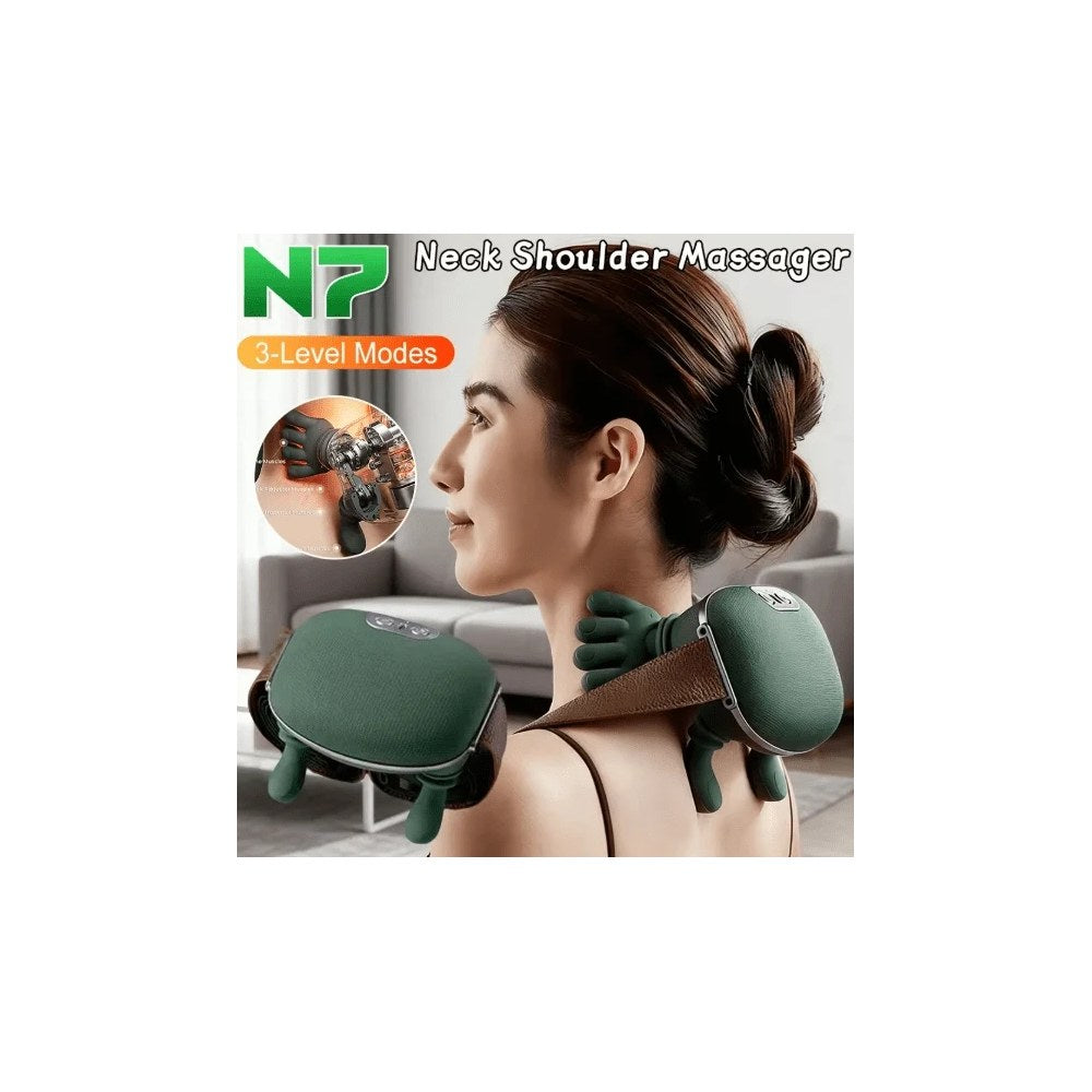 Shoulder and neck massager worn around the neck