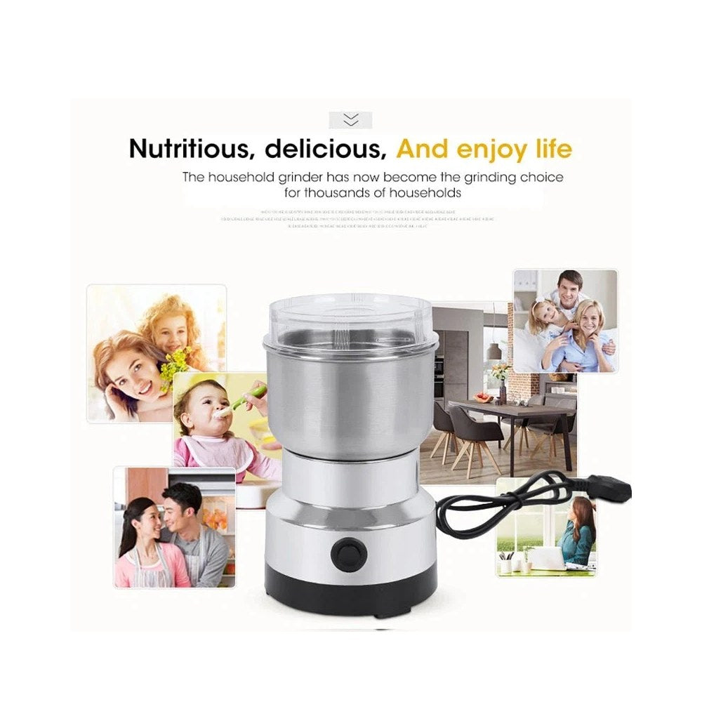 Stainless steel electric grinder with clear lid