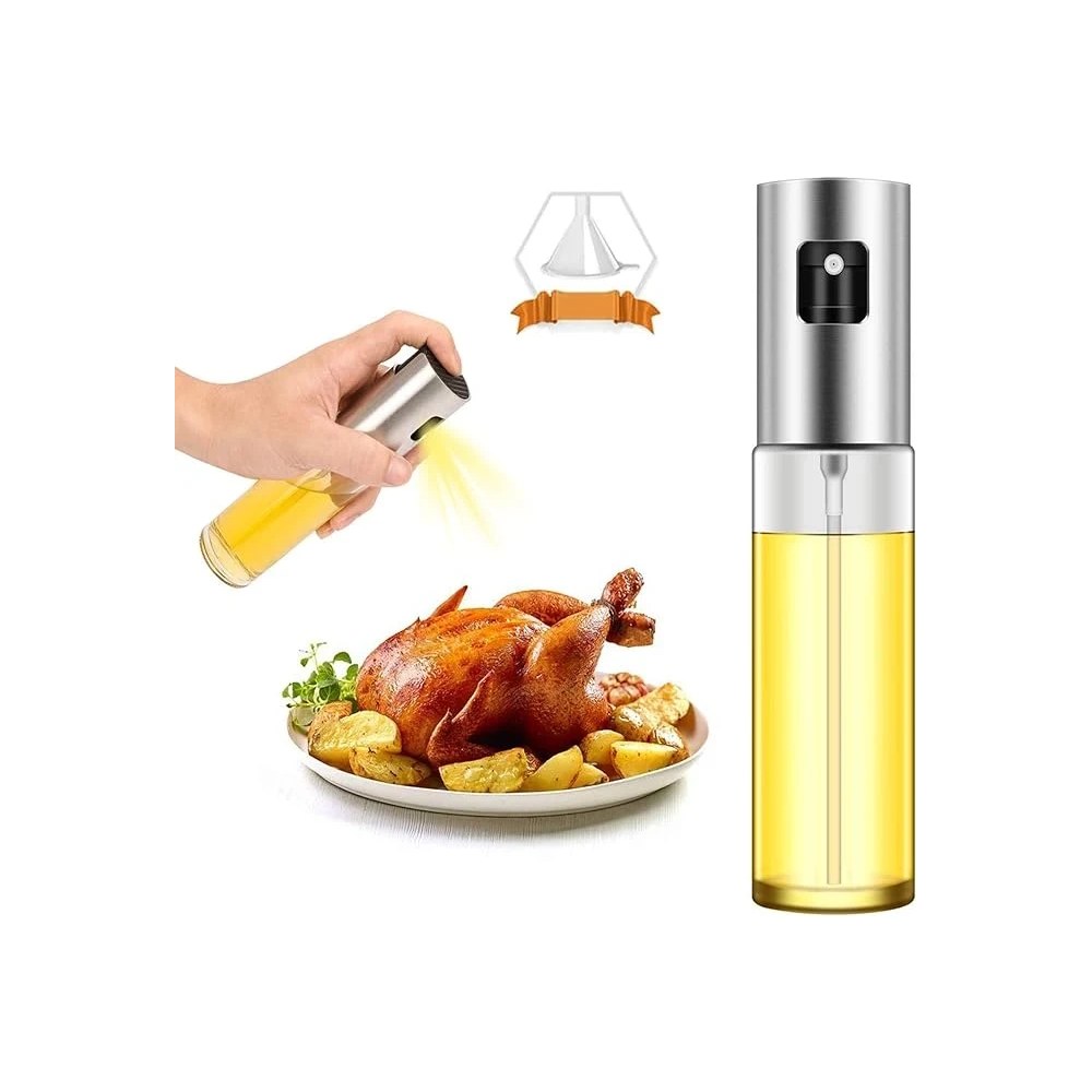Oil spray bottle used to dress a salad