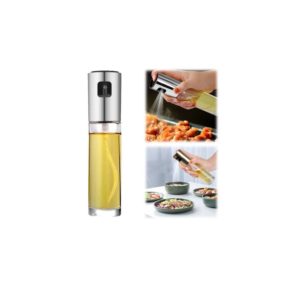 Oil spray bottle held in hand